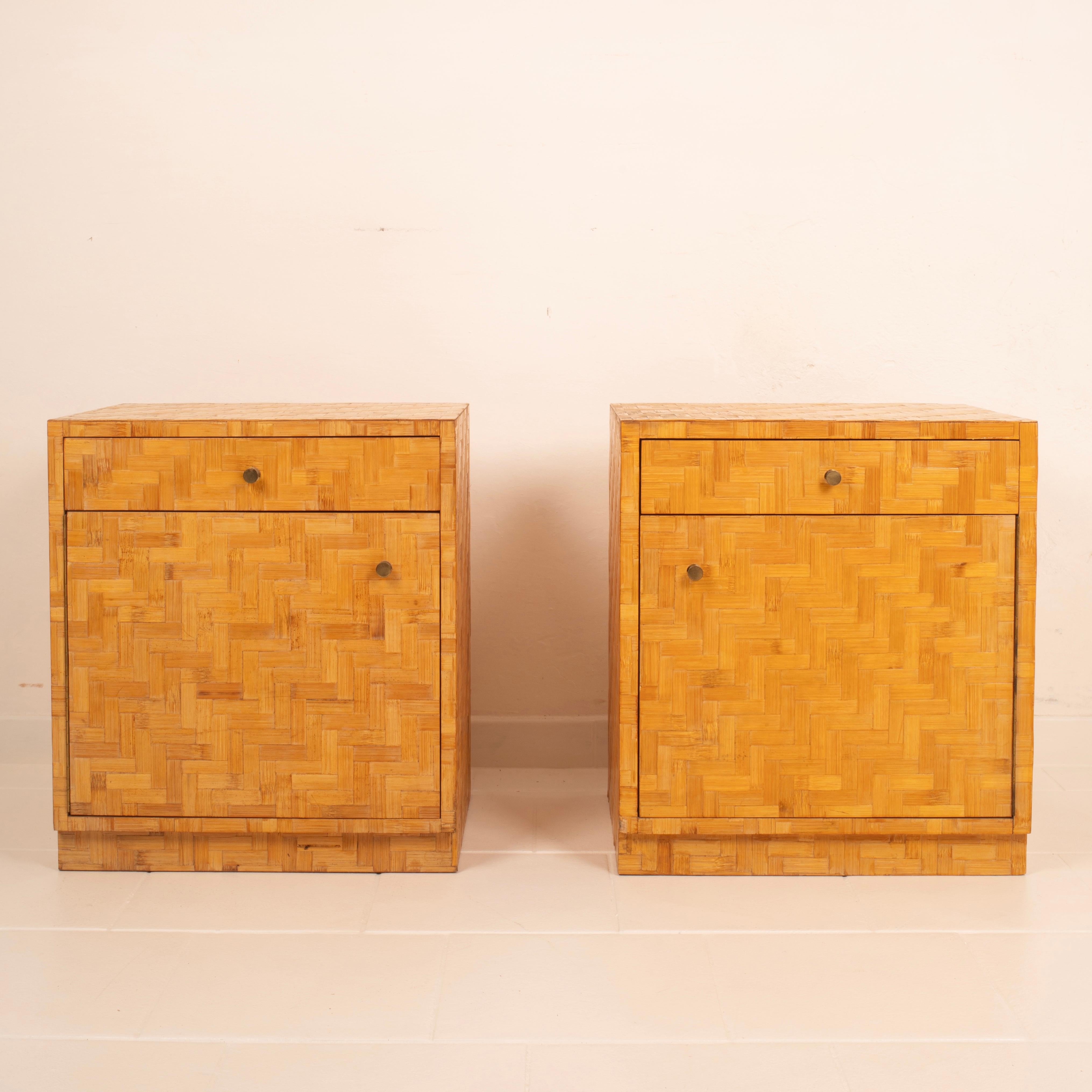 Paire de tables de nuit en bambou pressé par Vivai del Sud, 1970 en vente 2