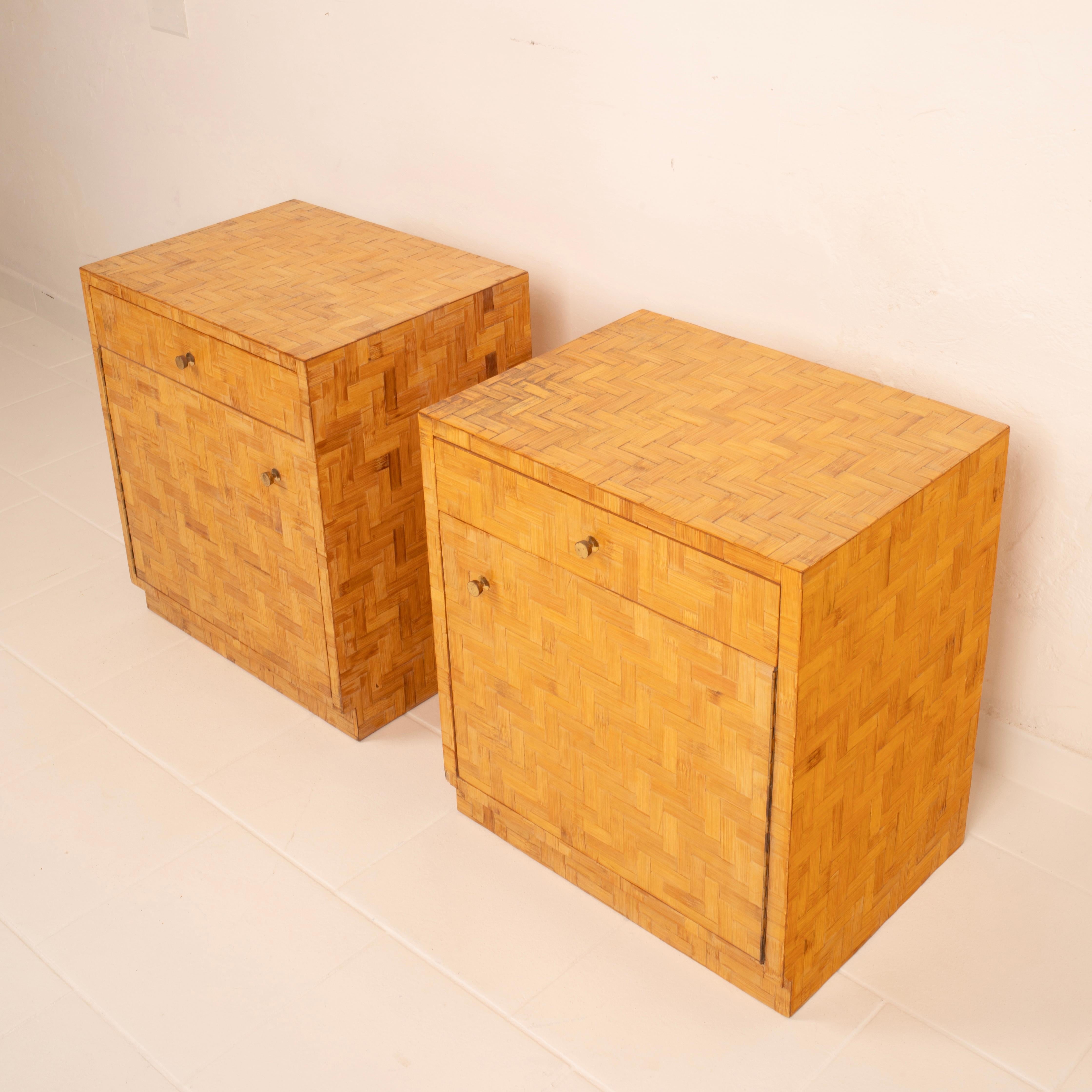 Paire de tables de nuit en bambou pressé par Vivai del Sud, 1970 en vente 3