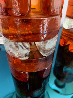 Pair of Pressed Glass and Metal Lamps by Biancardi, Italy, 1970s