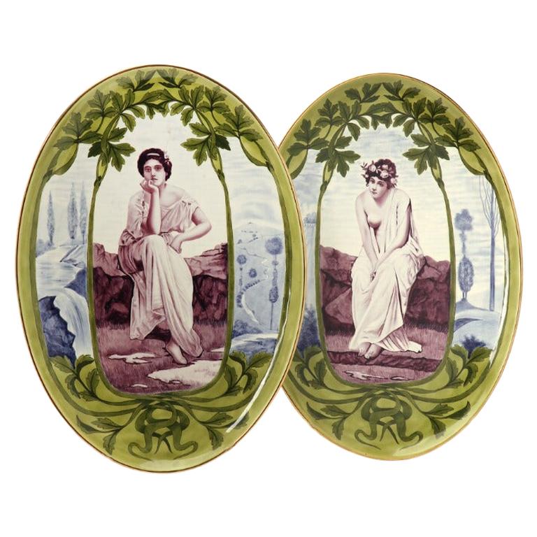 Pair of Presumably German Late 19th Century Plaques of Oval Shape For Sale