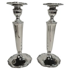 Pair of Pretty American Edwardian Sterling Silver Candlesticks