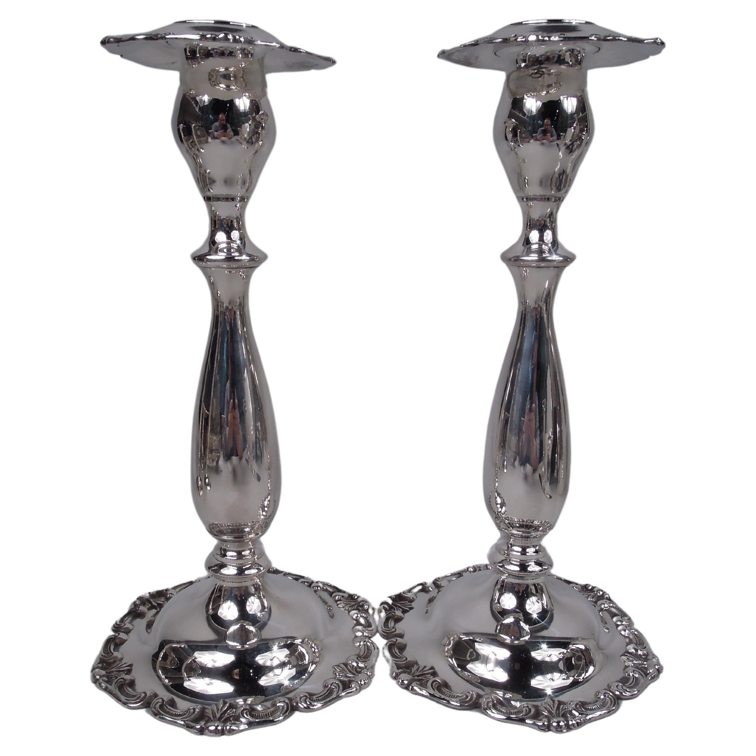 Pair of Pretty American Edwardian Sterling Silver Candlesticks  For Sale
