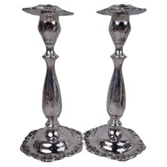 Pair of Pretty American Edwardian Sterling Silver Candlesticks 