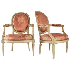 Pair of Pretty Cameo Backed Armchairs in the Style of Louis XVI