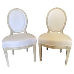 Pair of Pretty Classic 19th Century Louis XVI Painted Side Chairs