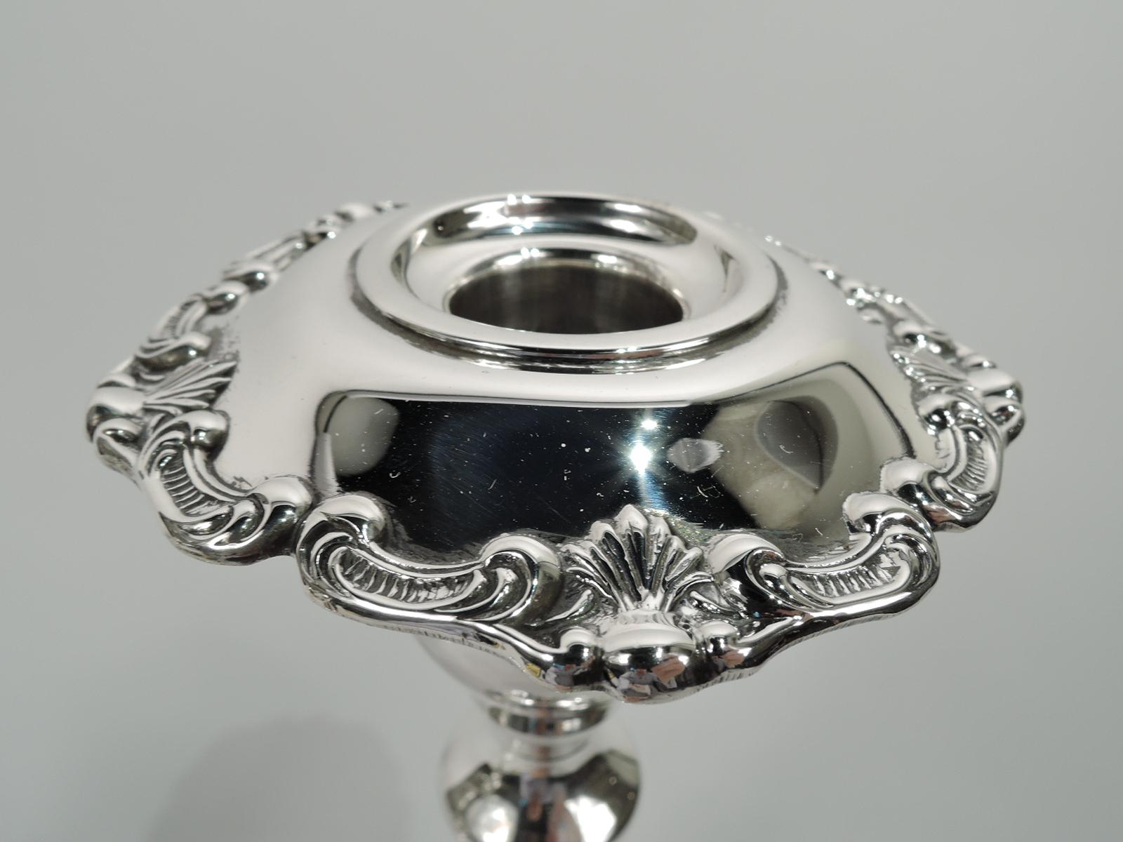American Pair of Pretty Georgian-Style Sterling Silver Candlesticks