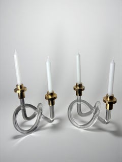 Pair of pretzel candlesticks by Dorothy Thorpe