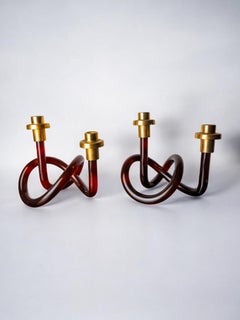 Paar Brezel-Kerzenständer von Dorothy Thorpe aus Lucit, 1970