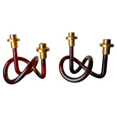 Paar Brezel-Kerzenständer von Dorothy Thorpe aus Lucit, 1970