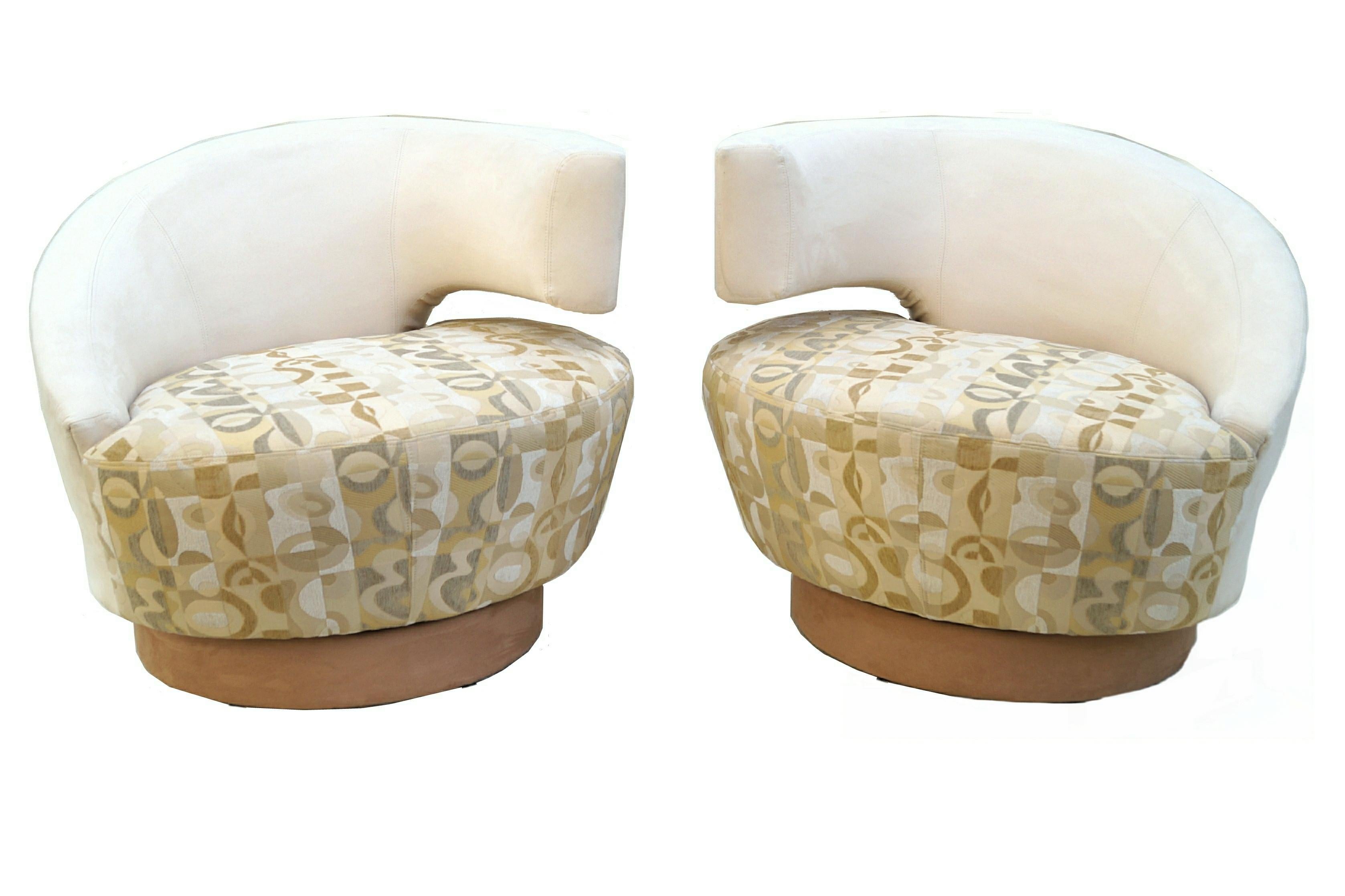 Pair of Preview Furniture Arabella Corkscrew Swivel Lounge Slipper Chairs 3