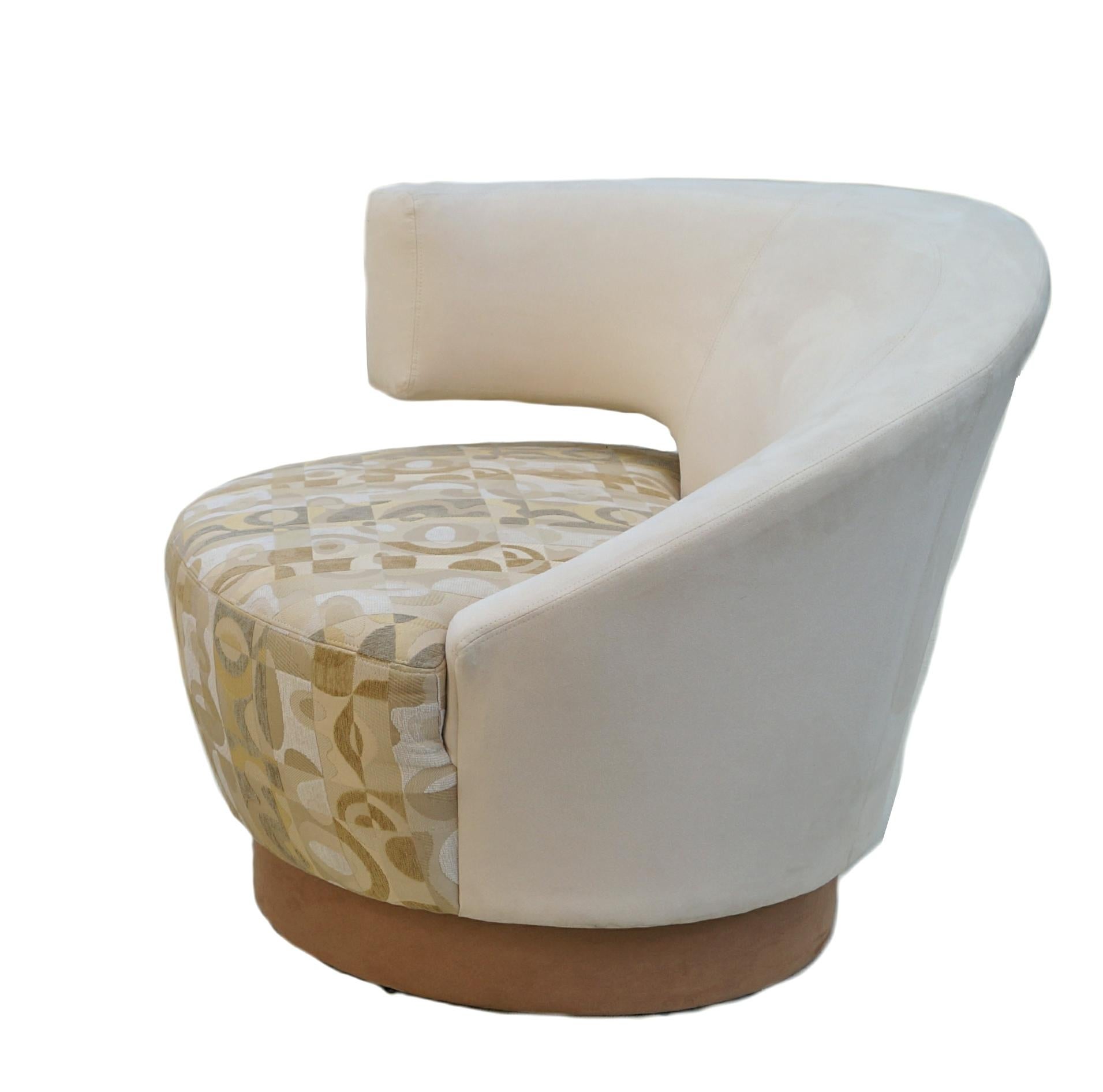 Modern Pair of Preview Furniture Arabella Corkscrew Swivel Lounge Slipper Chairs