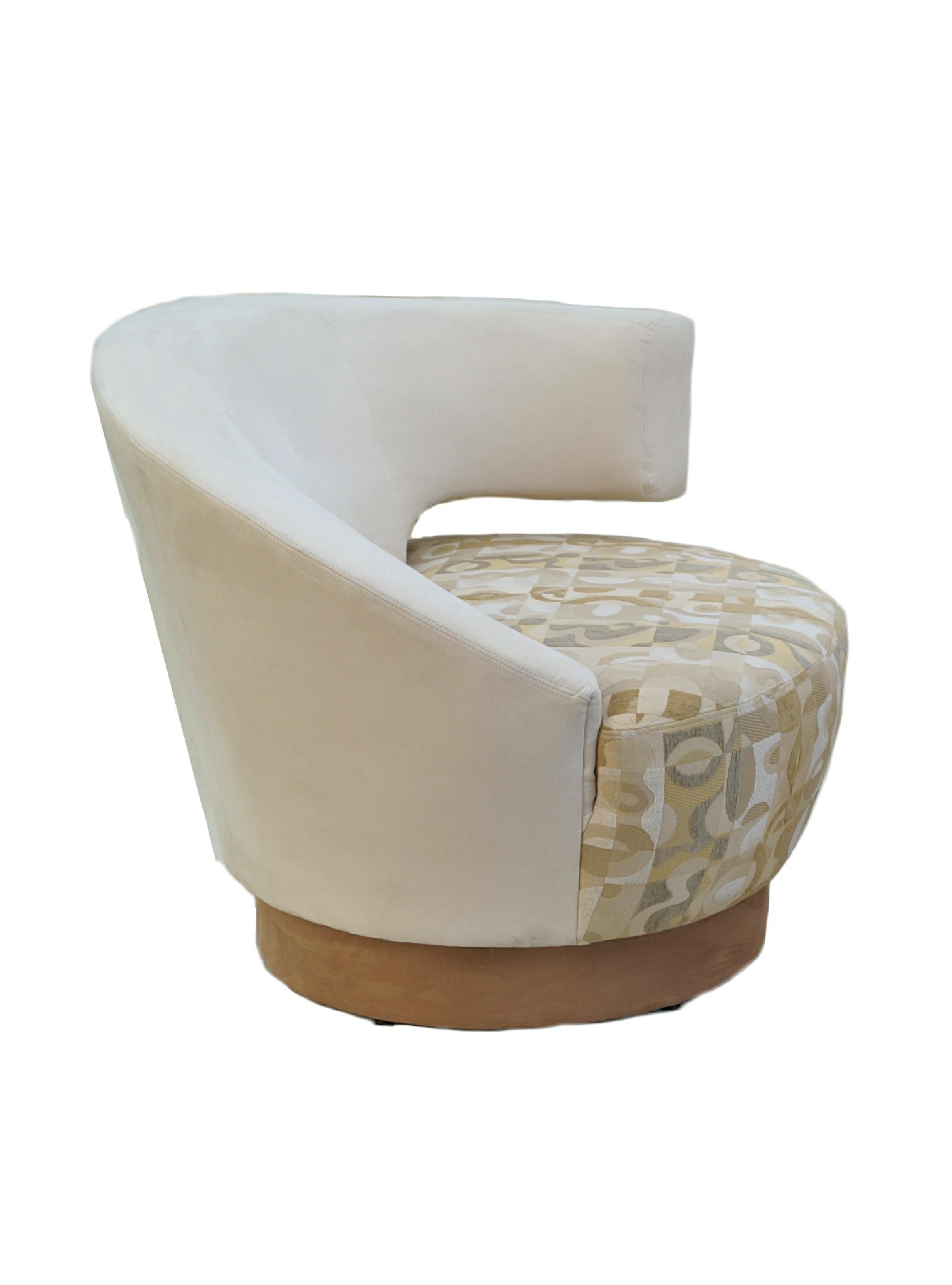 American Pair of Preview Furniture Arabella Corkscrew Swivel Lounge Slipper Chairs