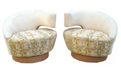 Pair of Preview Furniture Arabella Corkscrew Swivel Lounge Slipper Chairs