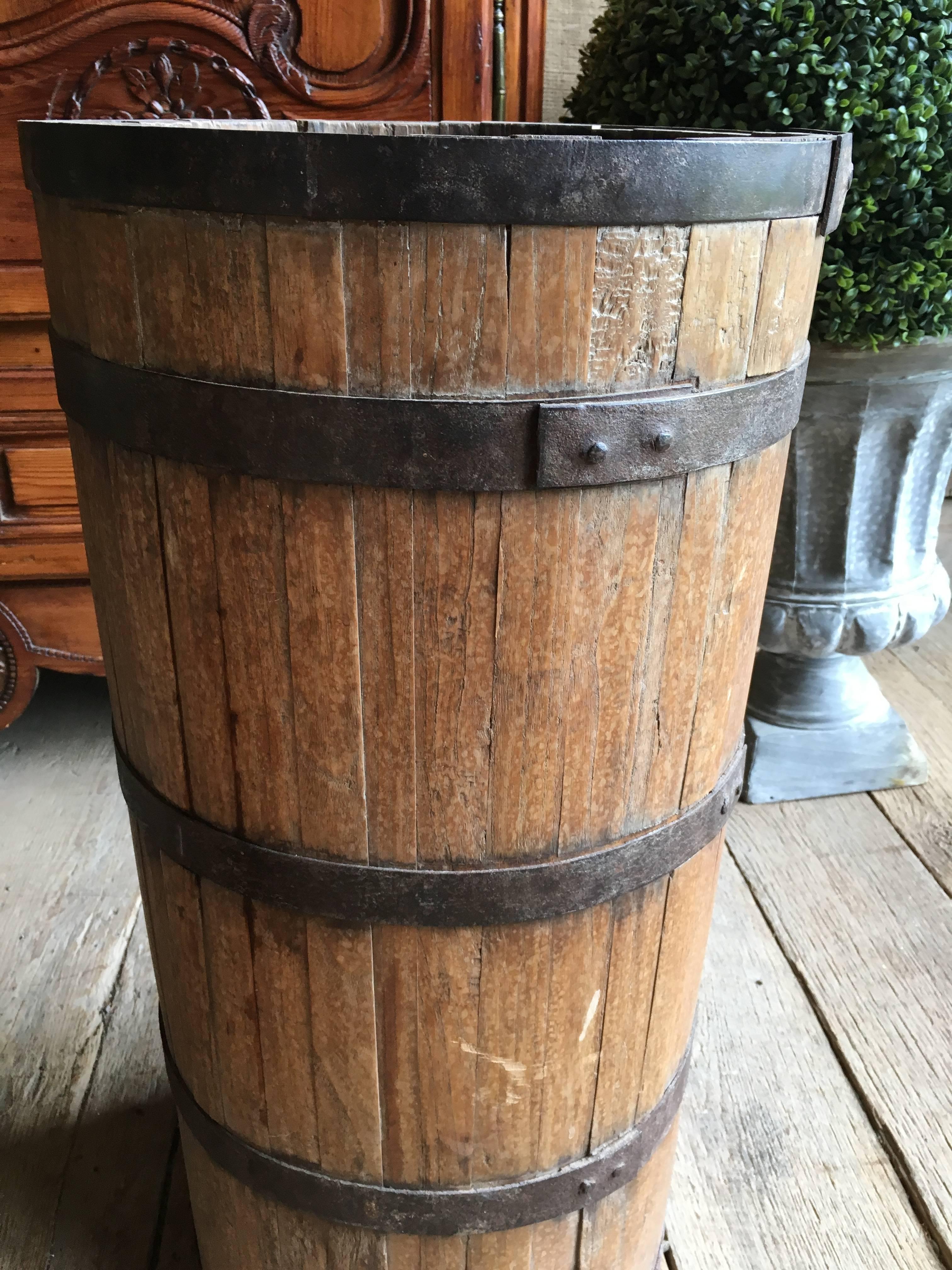 19th Century Pair of Primative Wood Barrels