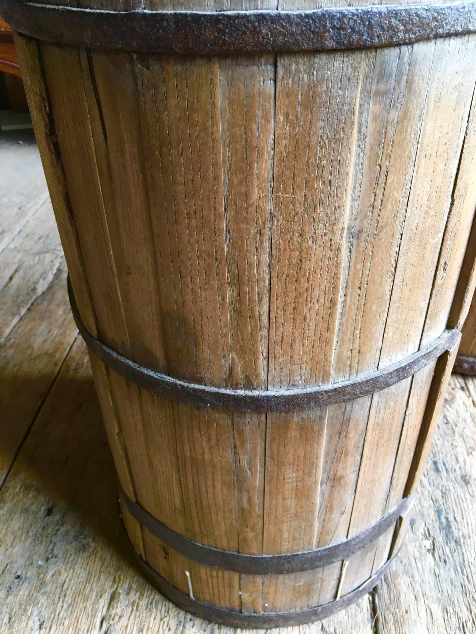 Pair of Primative Wood Barrels 1