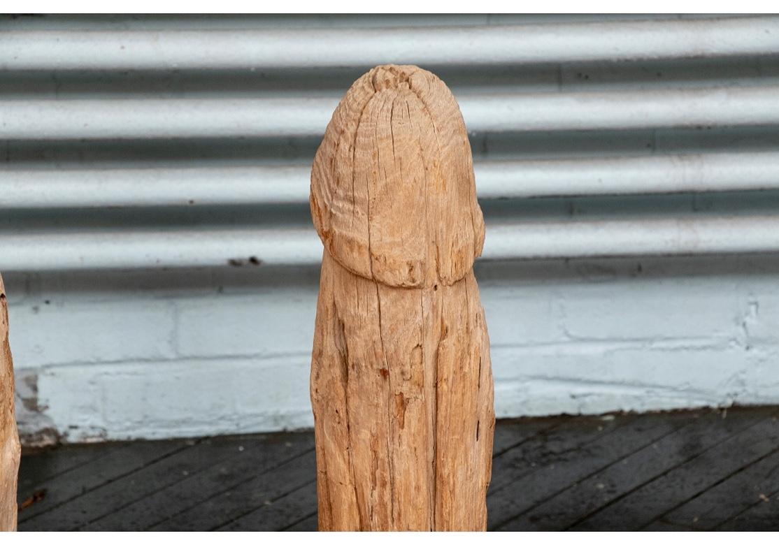 Hand-Carved Pair of Tribal  Carved Wood Phallic Fertility Sculptures