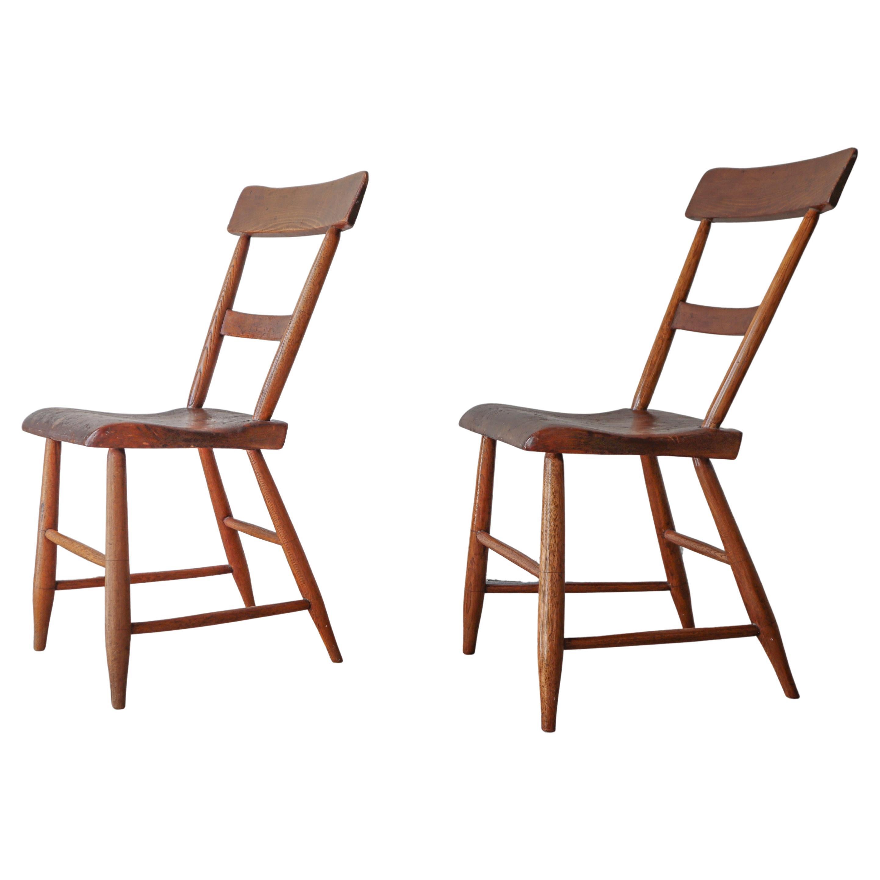 Pair of Primitive French Antique Side Chairs