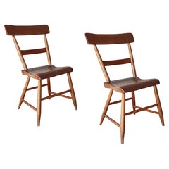 Pair of Primitive French Antique Style Side Chairs