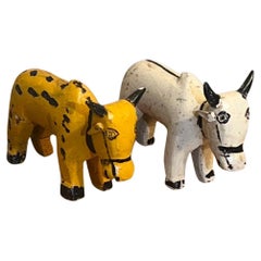Pair of primitive handmade vintage animal Sculptures