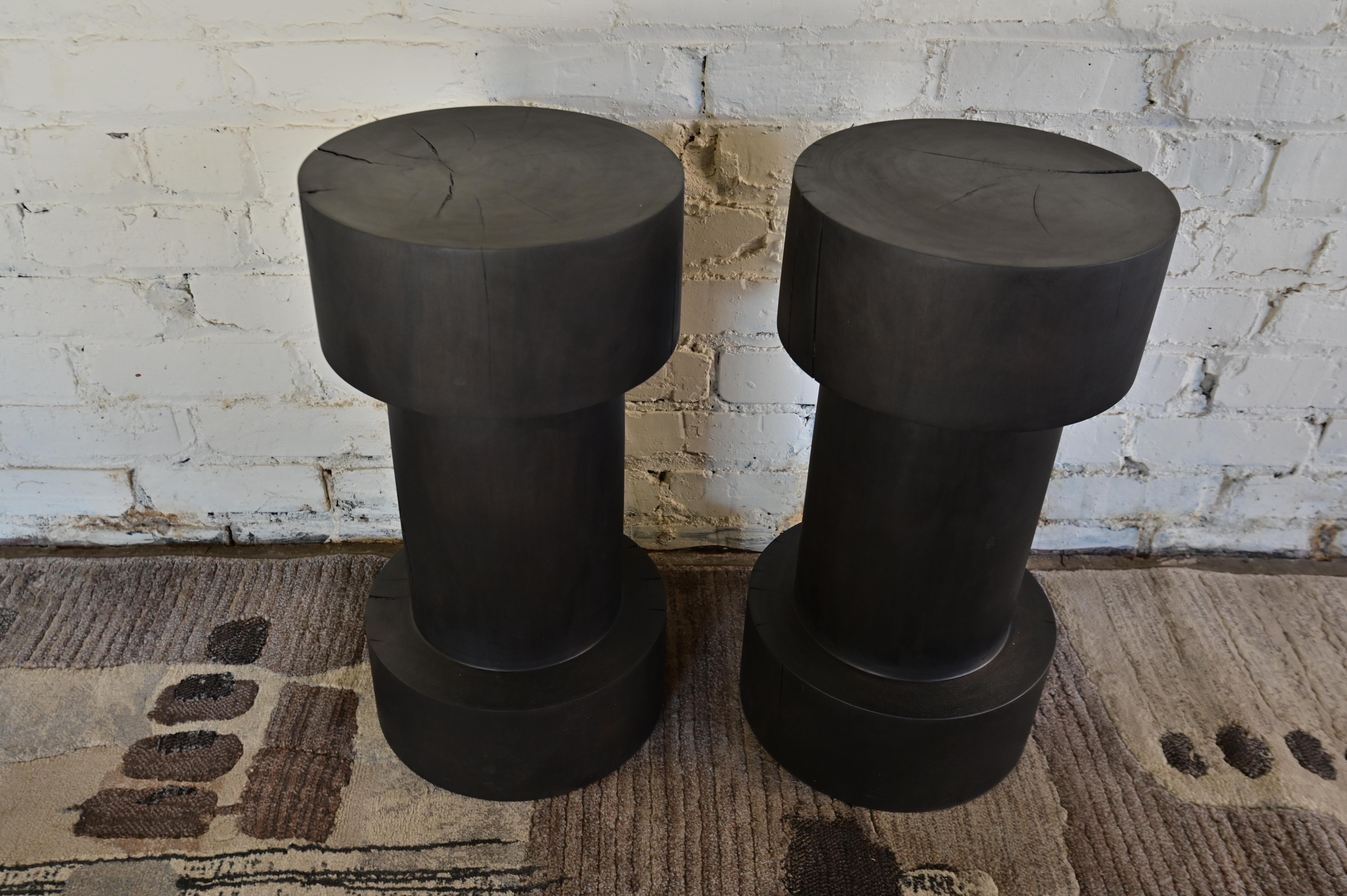 Pair of Primitive Minimal Endtables Stools In New Condition For Sale In Richmond, VA