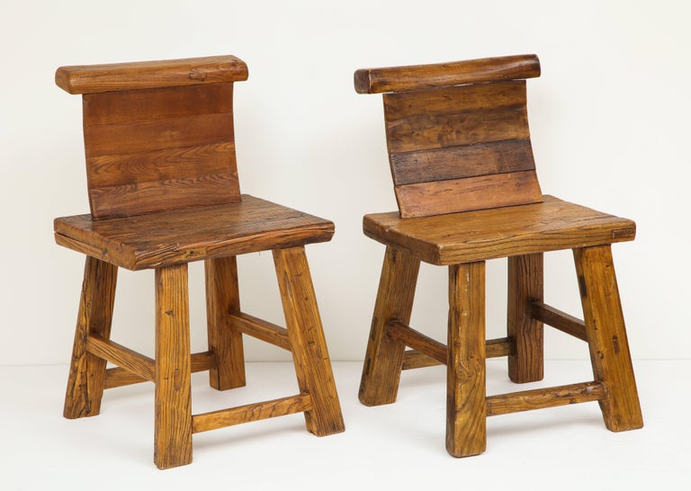 Pair of Primitive Rustic Side Chairs For Sale at 1stdibs