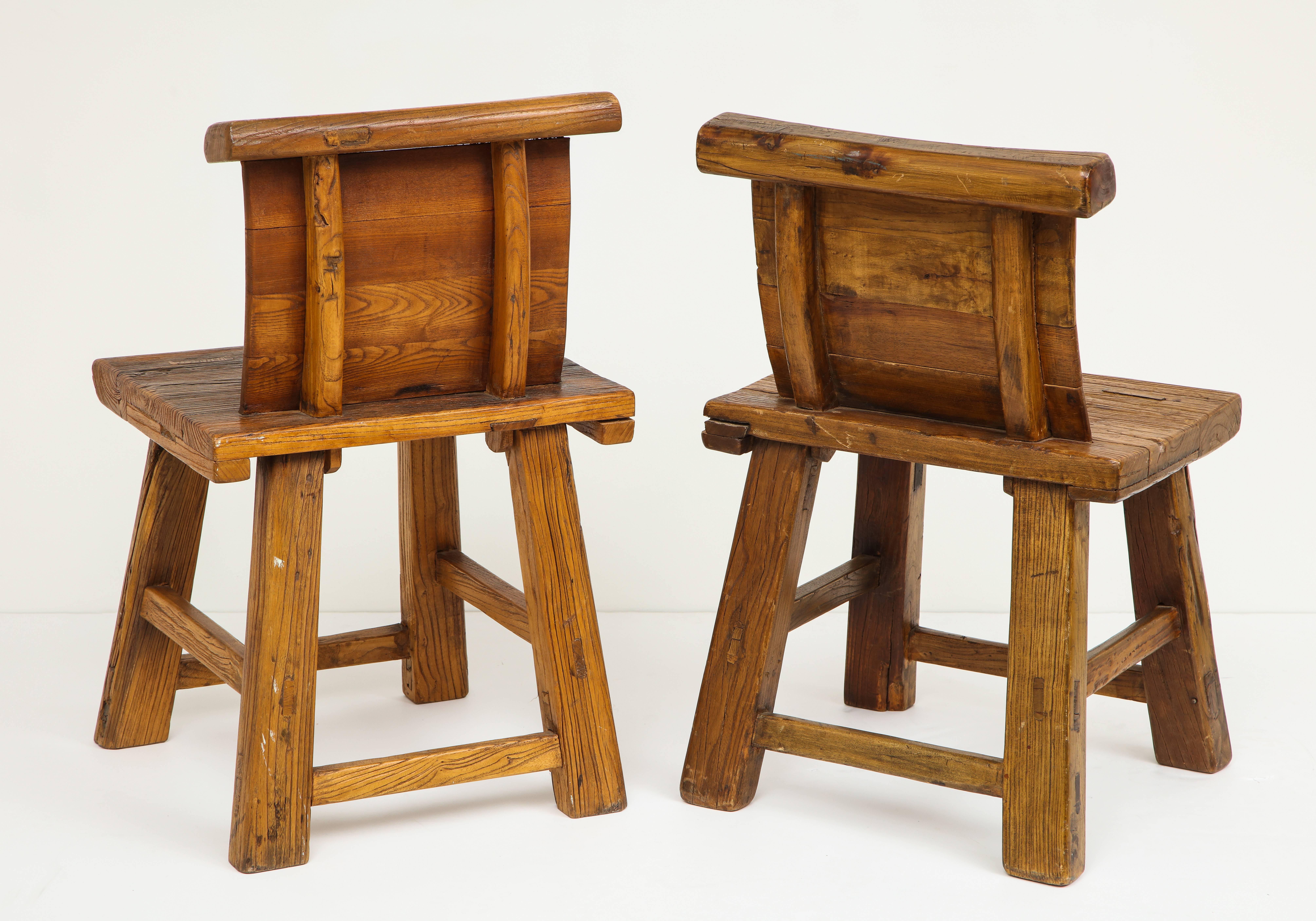 Pair of Primitive Rustic Side Chairs 3
