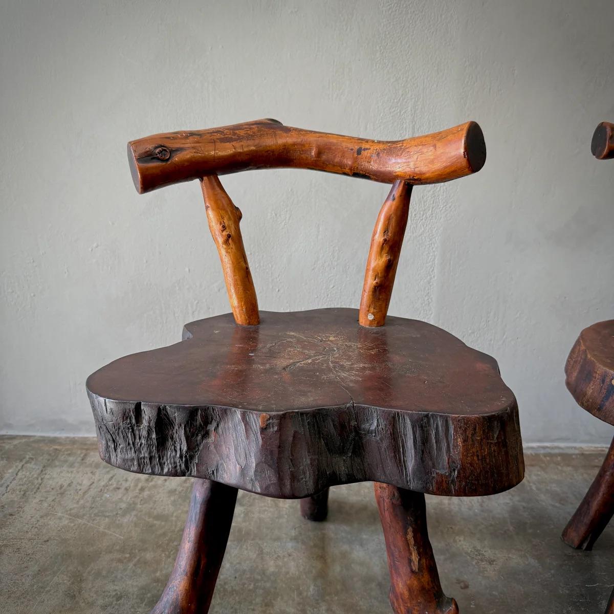 Paire de chaises d'appoint primitives en vente 1
