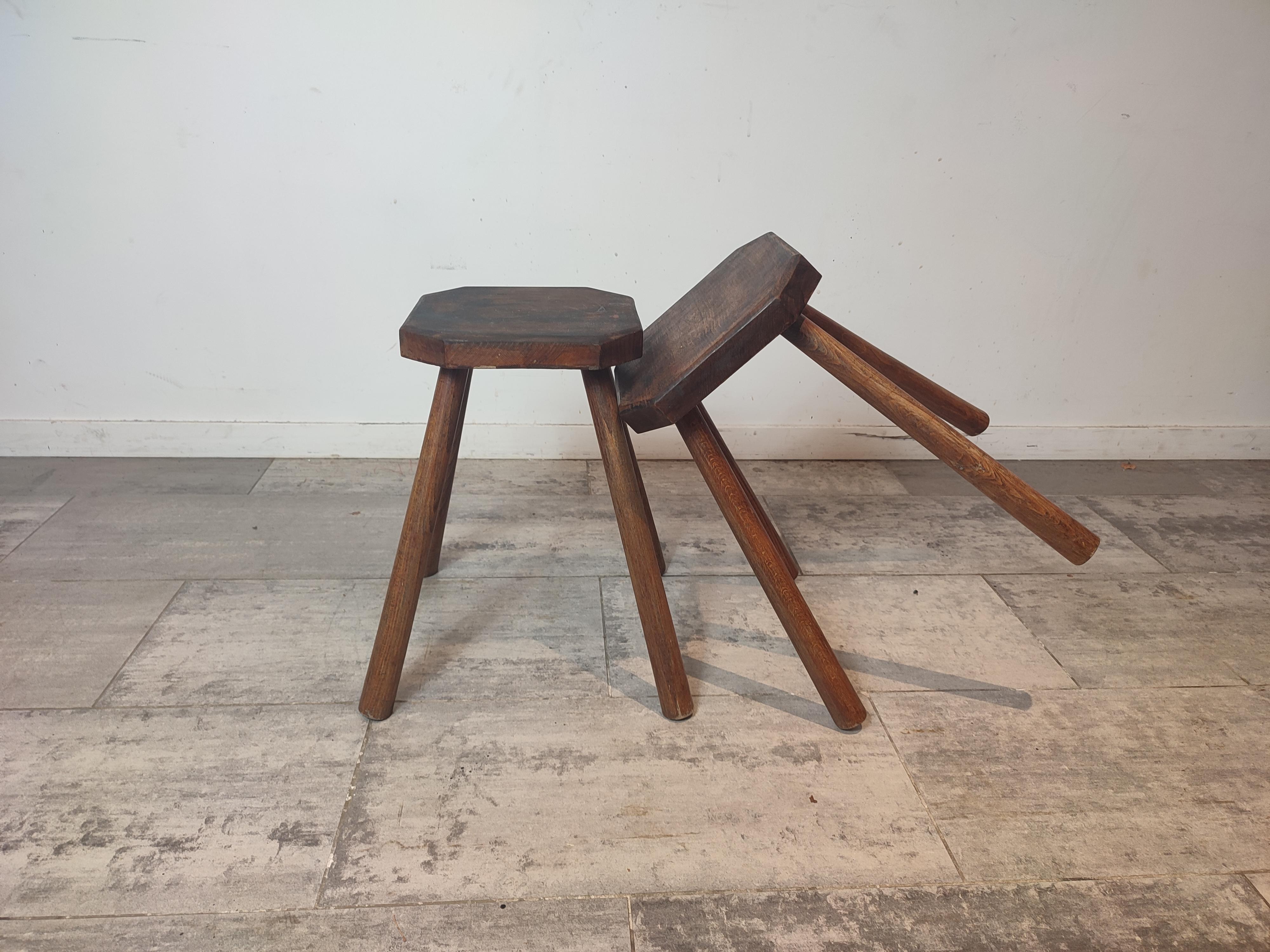 Mid-20th Century Pair of Primitive Stools For Sale