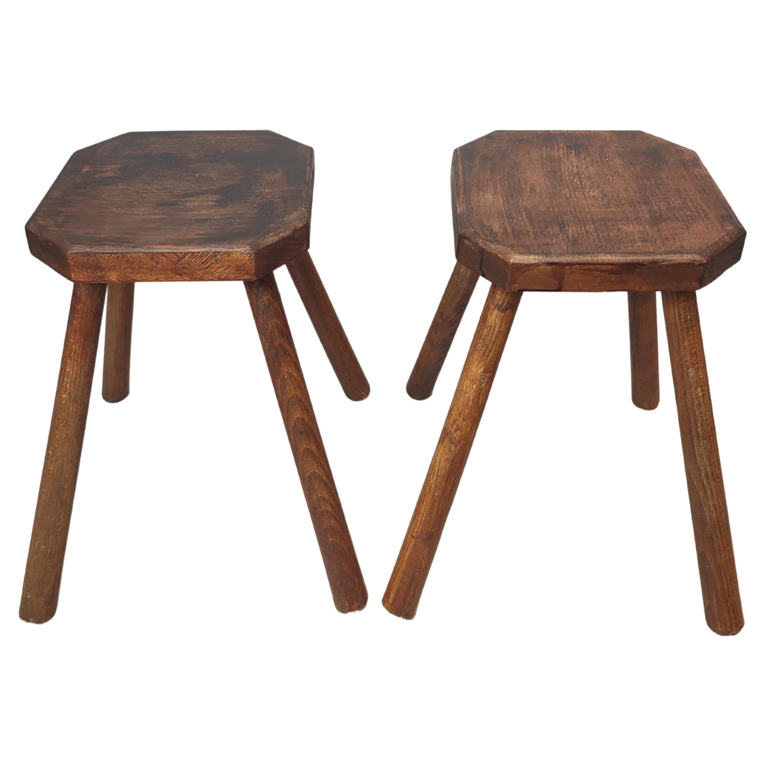 Pair of Primitive Stools For Sale