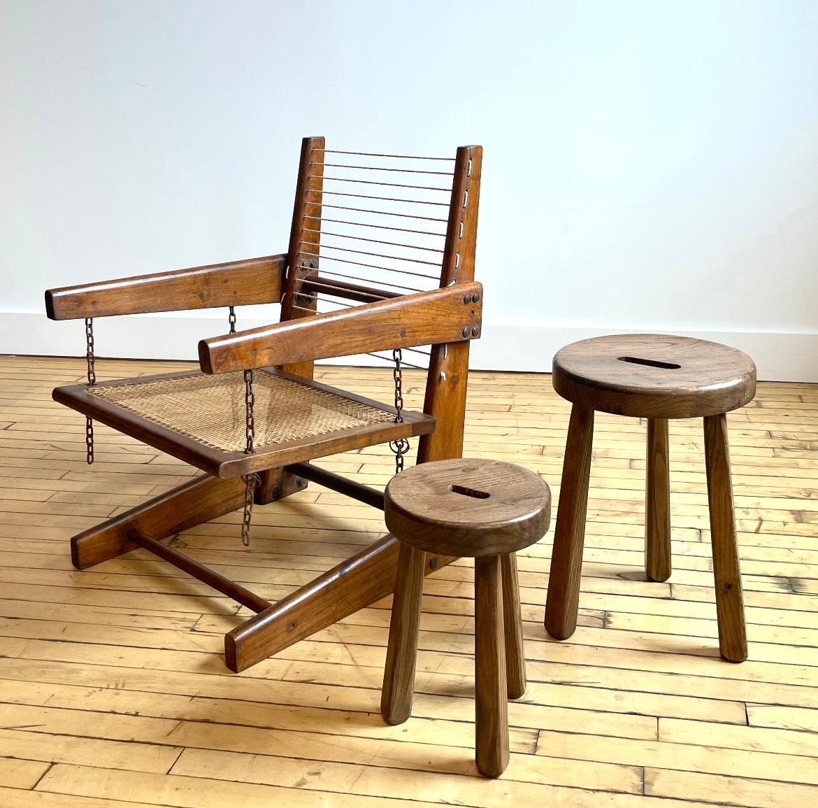 Primitif Paire de tabourets à lait de style primitif français en vente