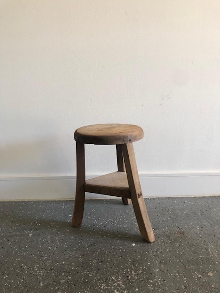 Primitive Wooden Stools with Brown Patina In Good Condition For Sale In West Hollywood, CA
