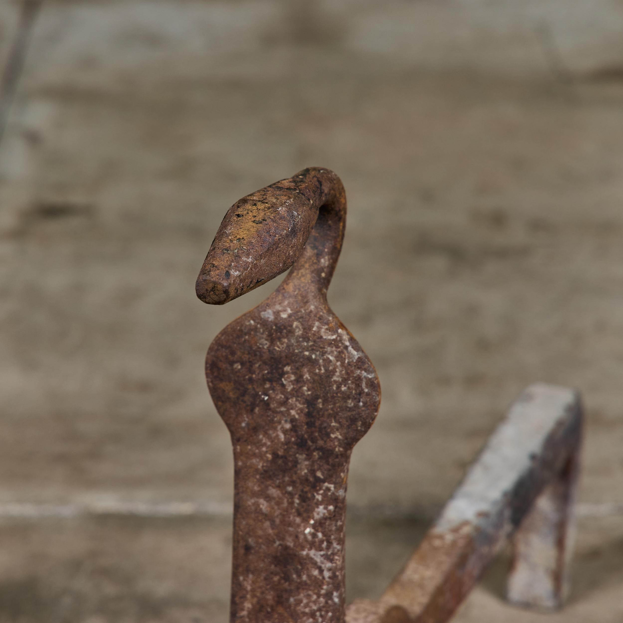 Pair of Primitive Wrought Iron Andirons For Sale 6