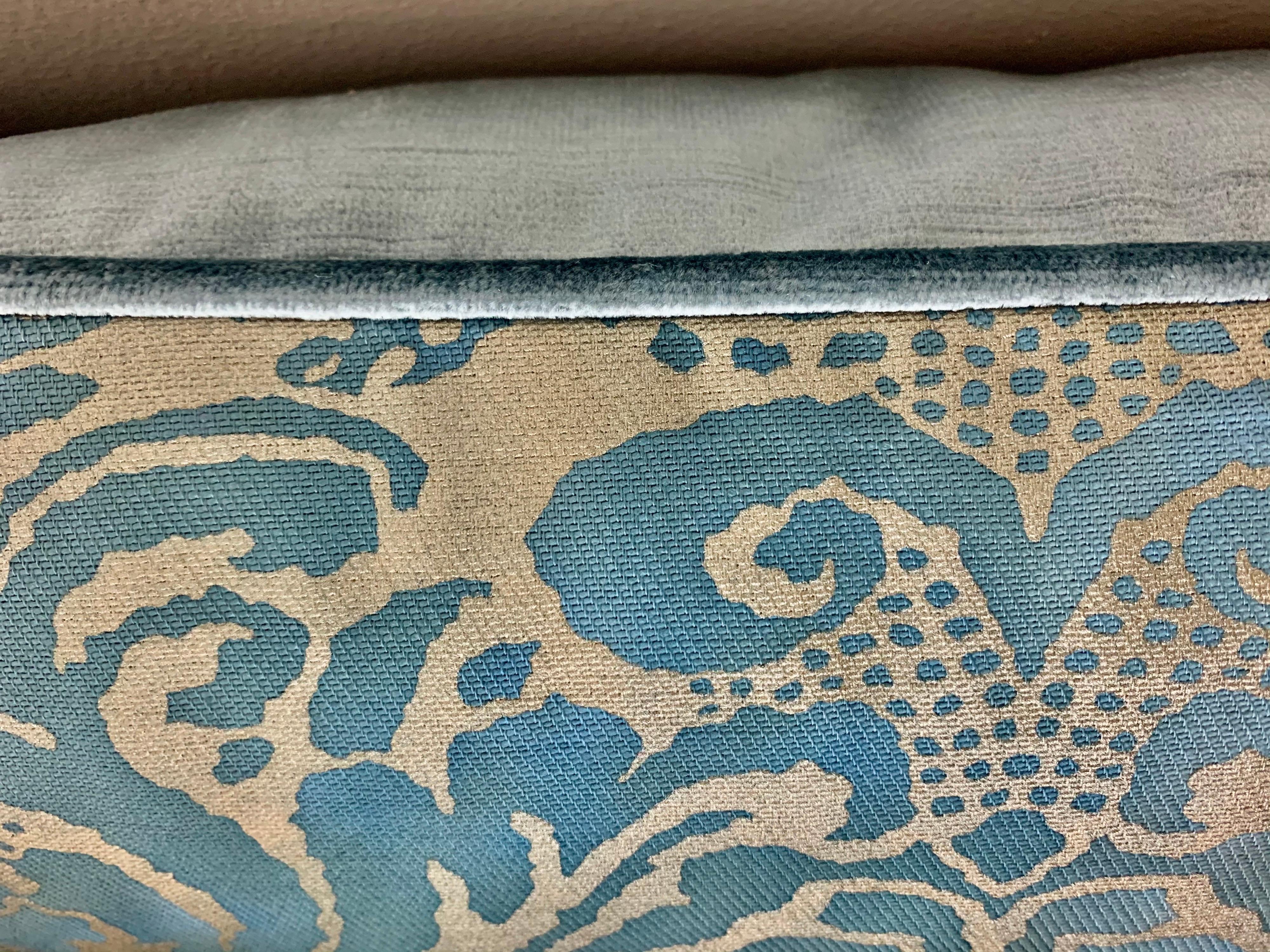 Baroque Pair of Printed Blue and Gold Fortuny Pullows