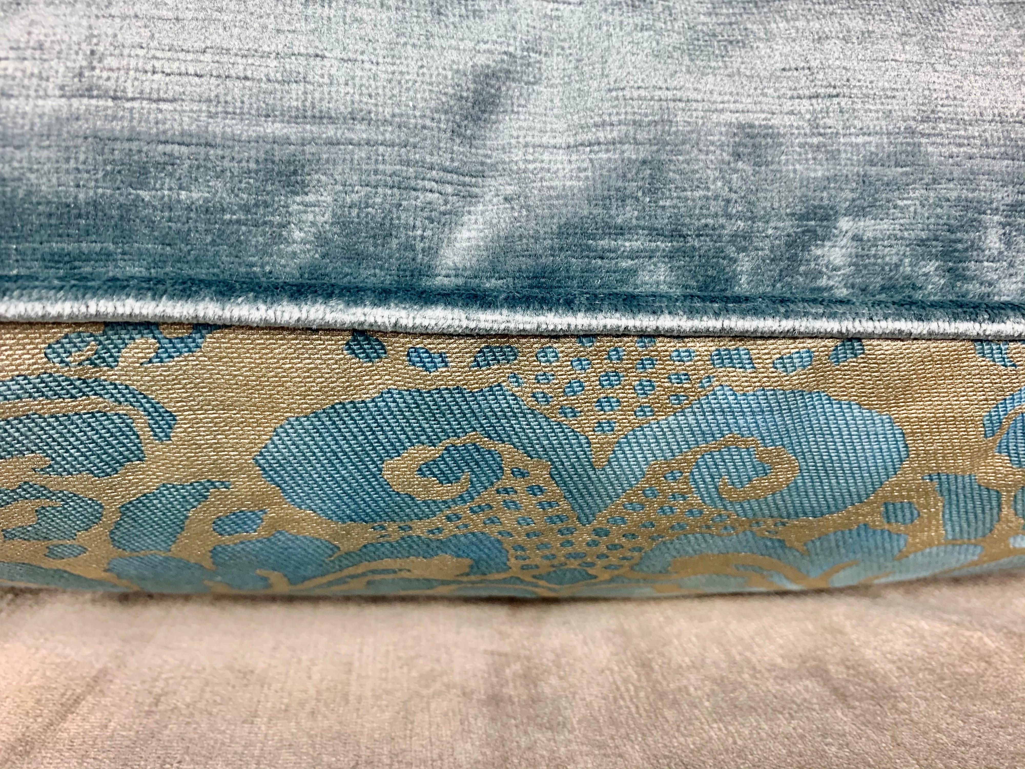 Pair of Printed Blue and Gold Fortuny Pullows 1