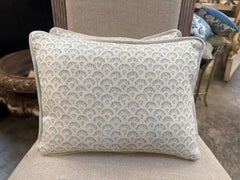 Artisan Crafted Blue Motif Decorative Pillows in Printed Linen