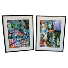 Pair of colorful Prints by Digital California artist Stephen Donwerth