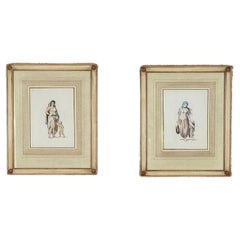 Antique Pair of Prints From the Early 20th Century Depicting Women