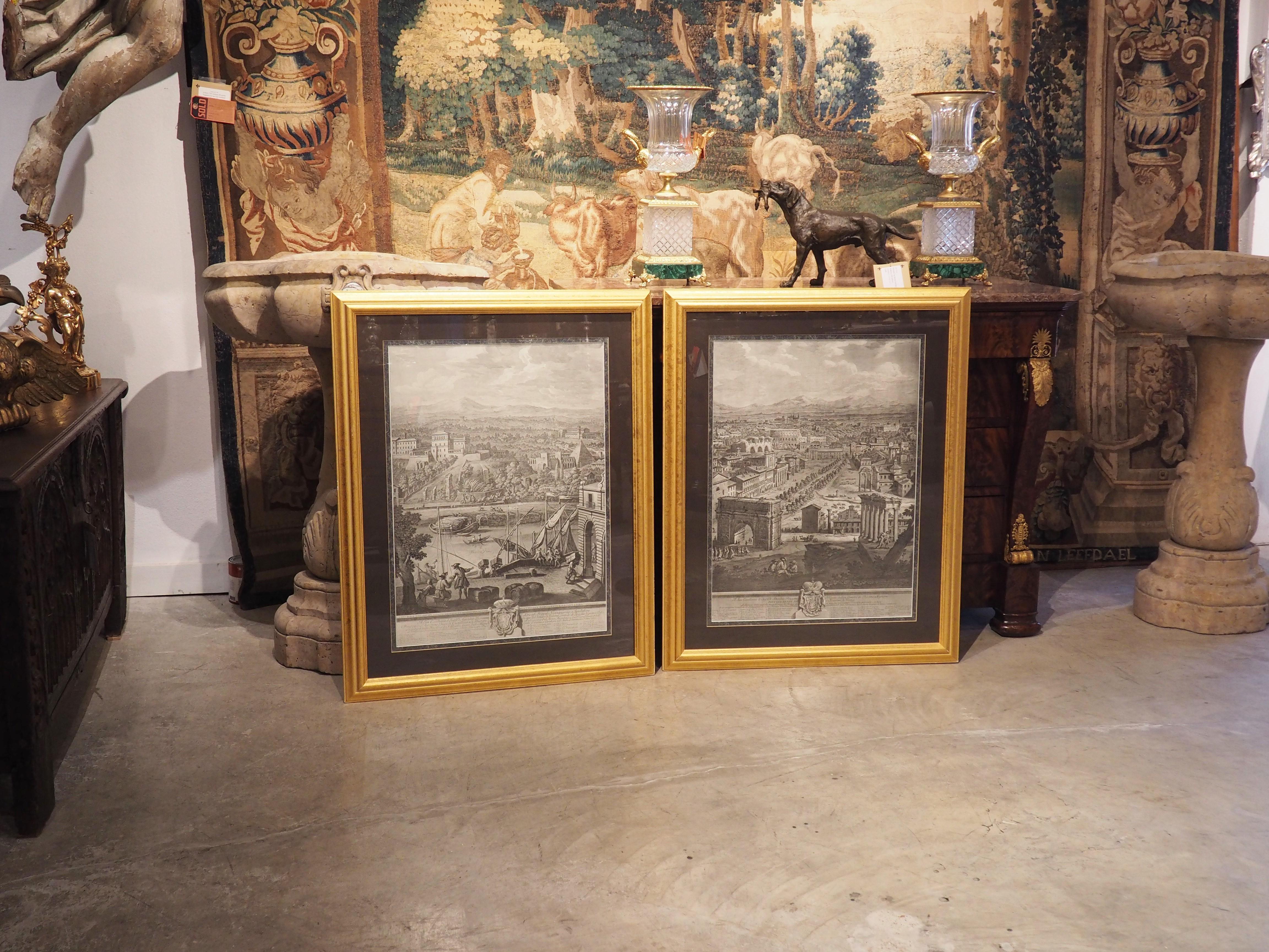 Pair of Prints of Roman Veduta Engravings in Giltwood Frames 10