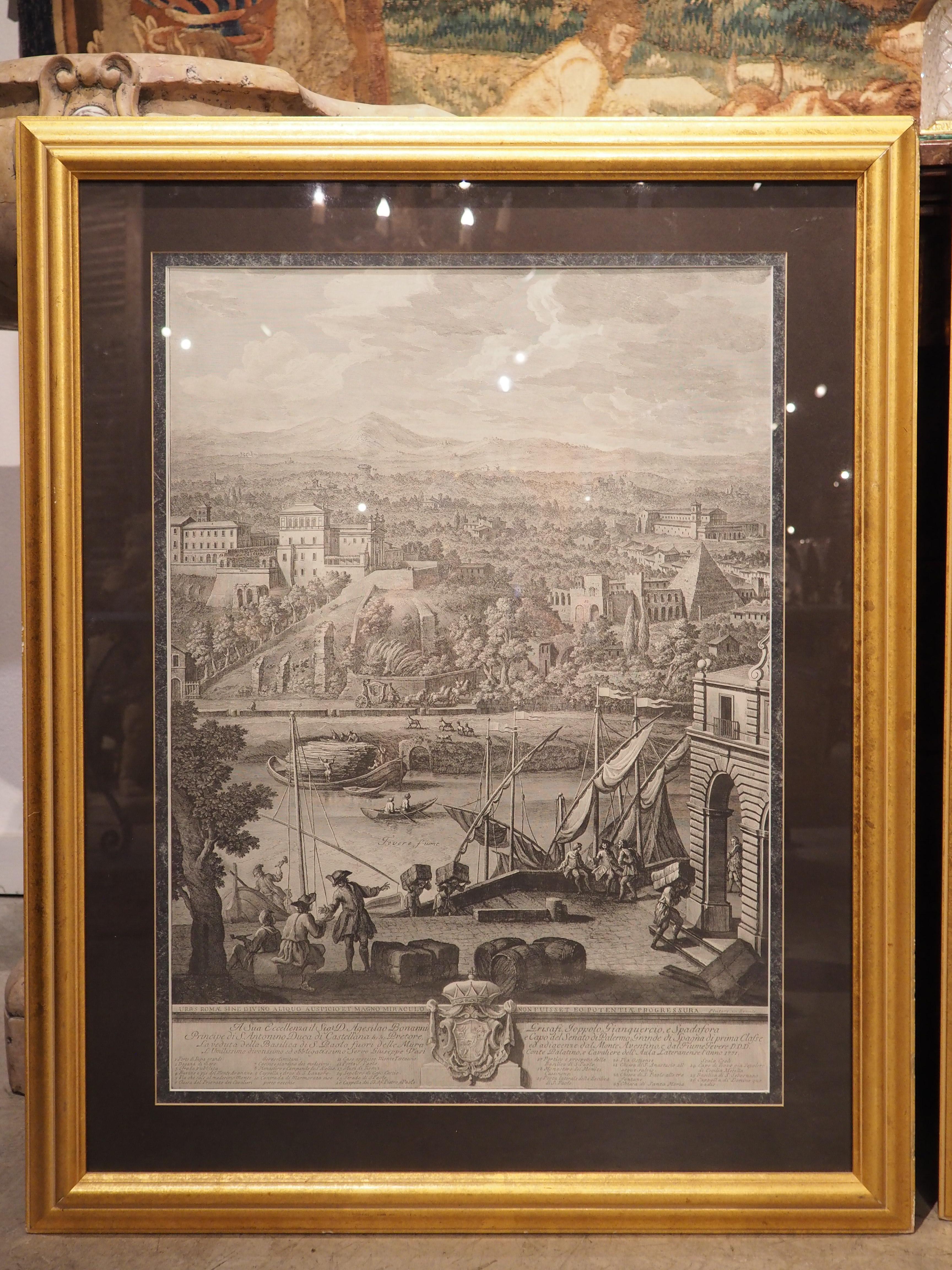 Pair of Prints of Roman Veduta Engravings in Giltwood Frames 11