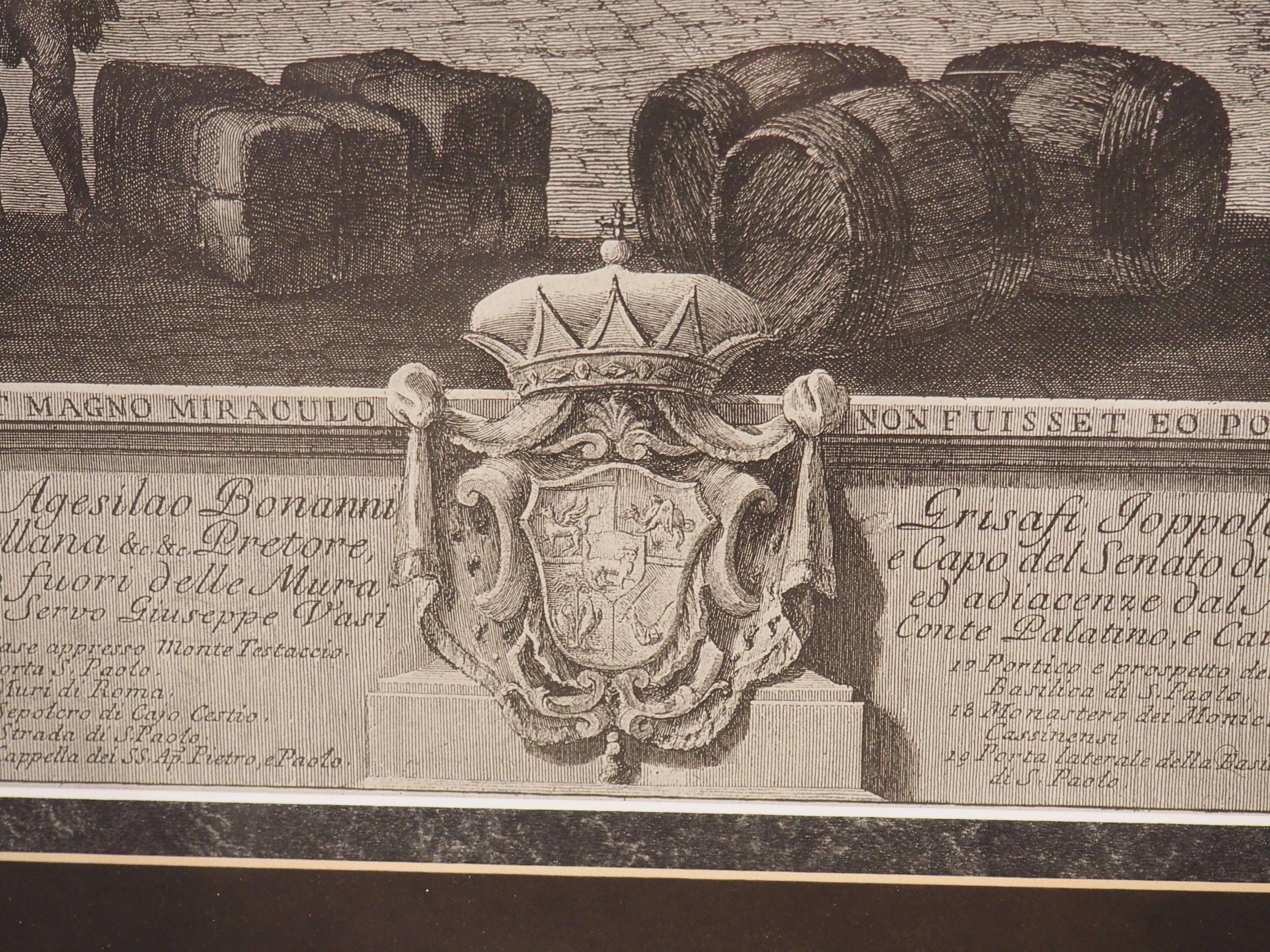 20th Century Pair of Prints of Roman Veduta Engravings in Giltwood Frames