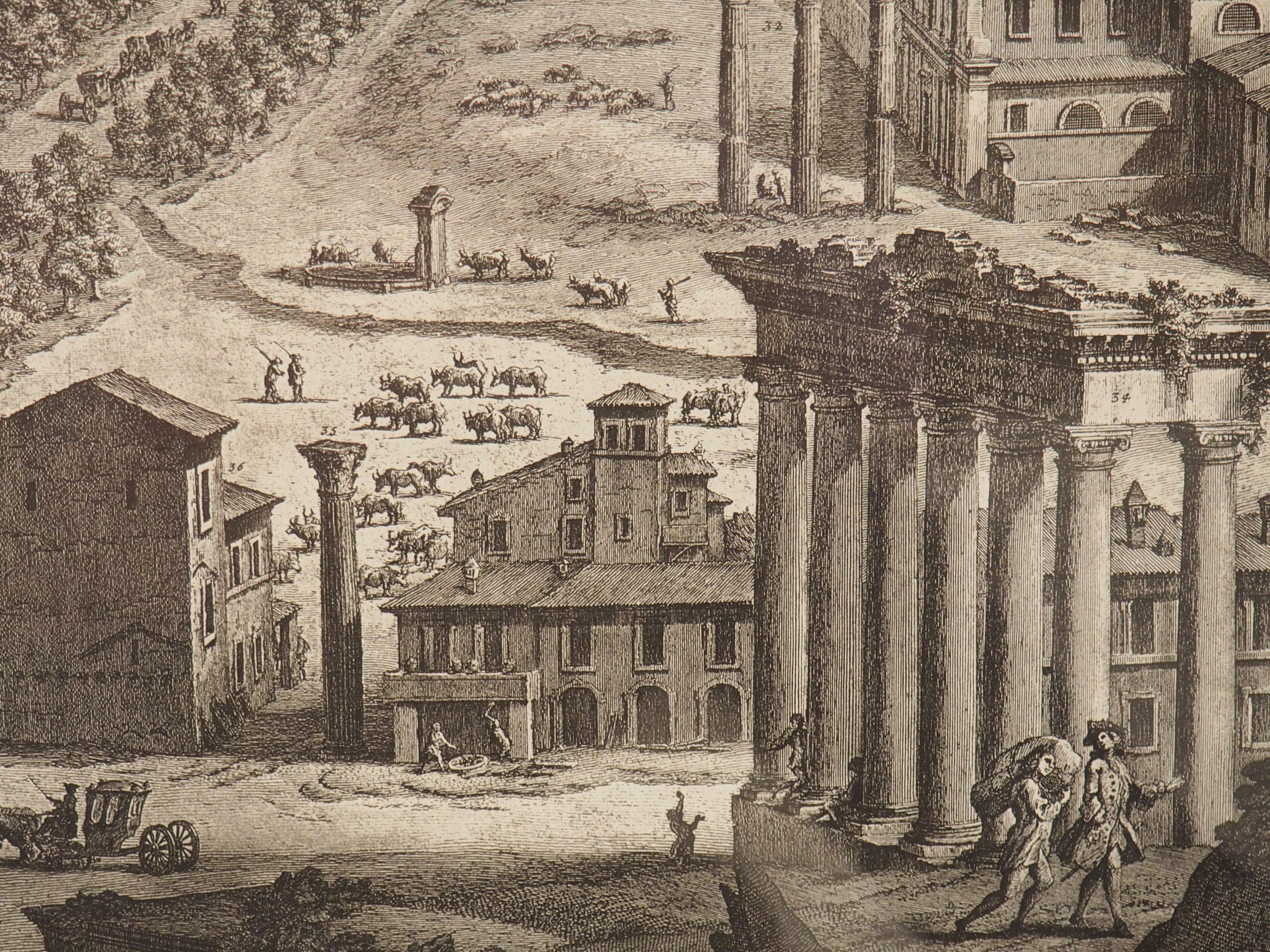 Pair of Prints of Roman Veduta Engravings in Giltwood Frames 2