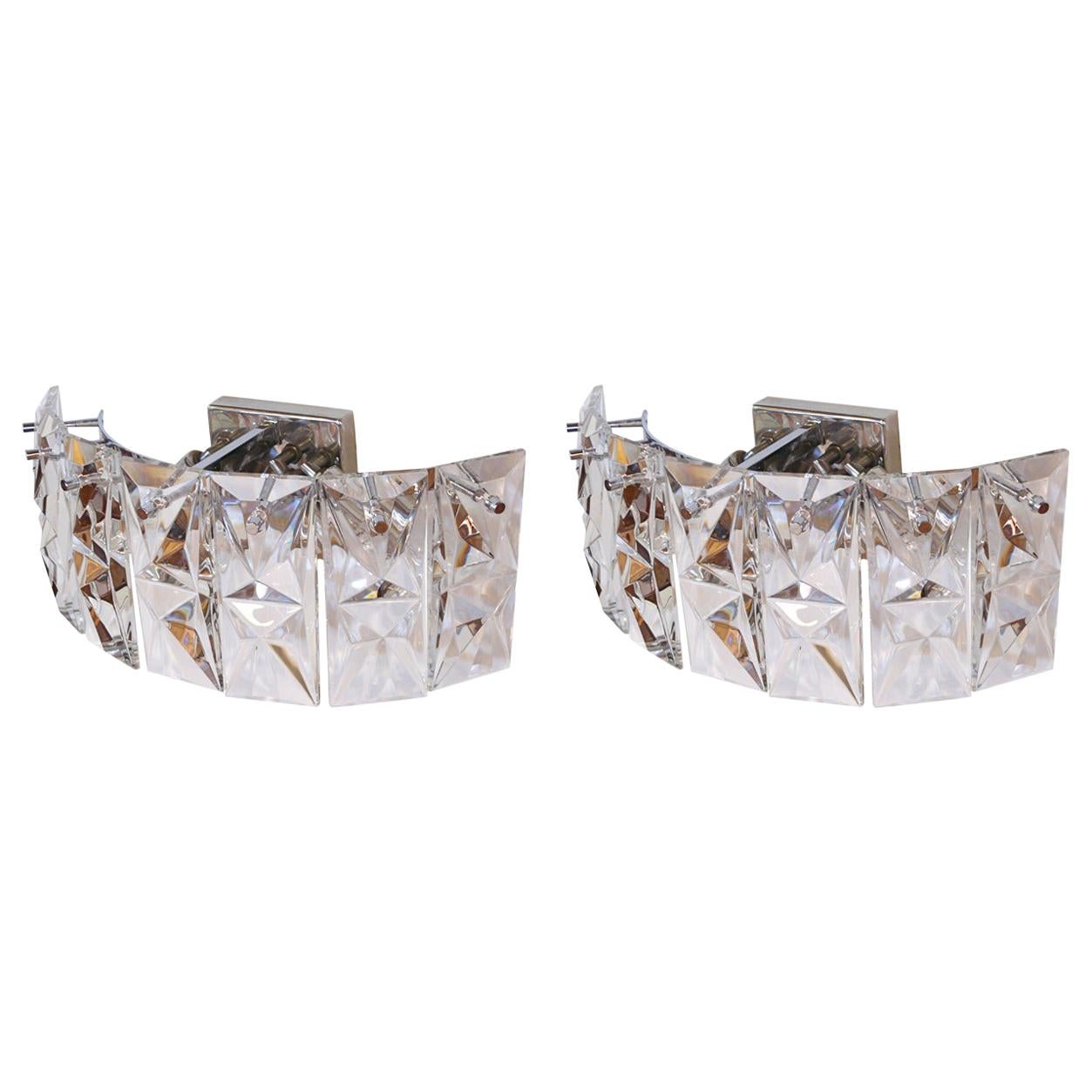 Pair of Prismatic Glass Sconces by Kindeley For Sale