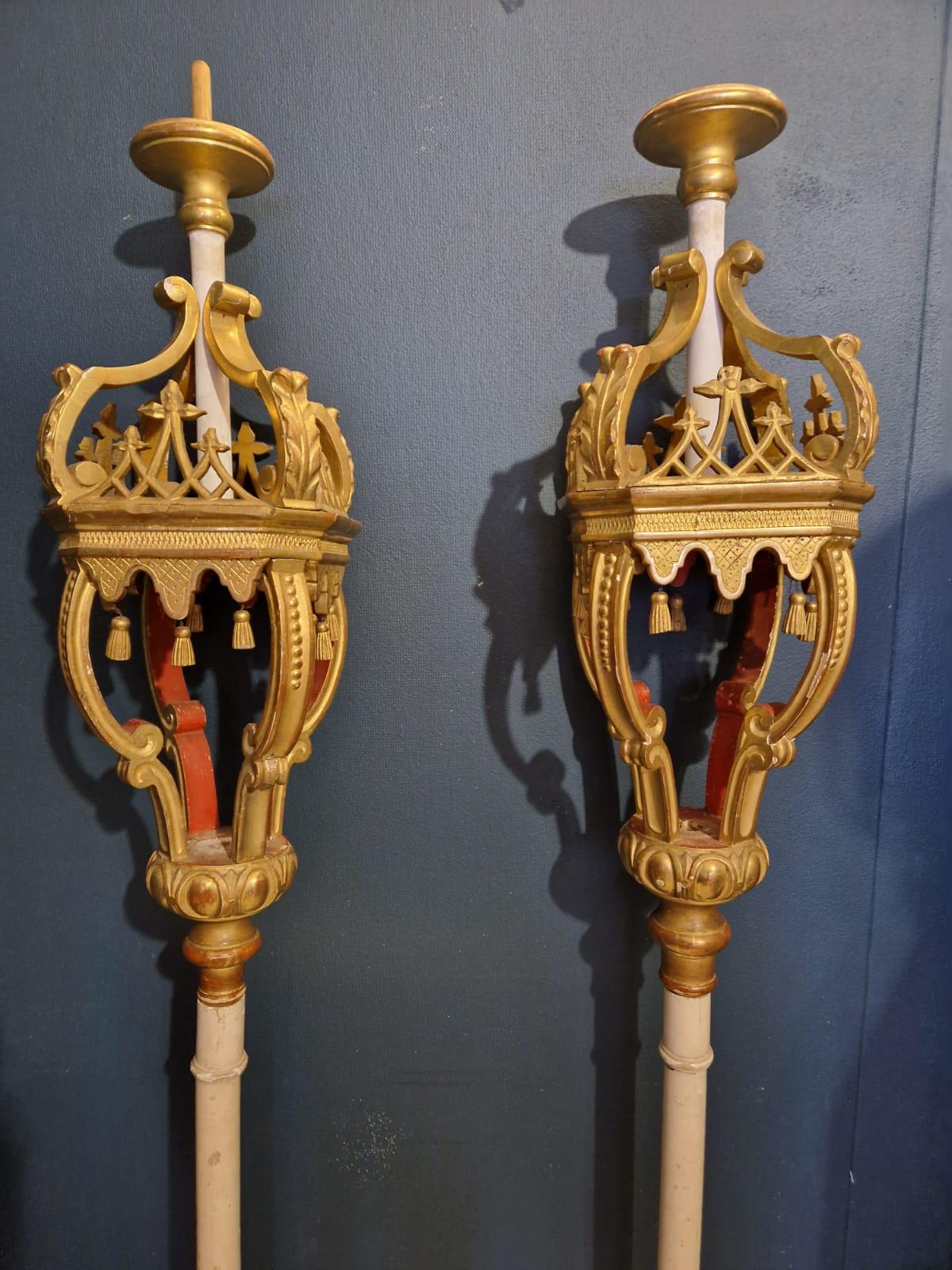 Napoleon III Pair of Processional Lanterns in Golden Woods