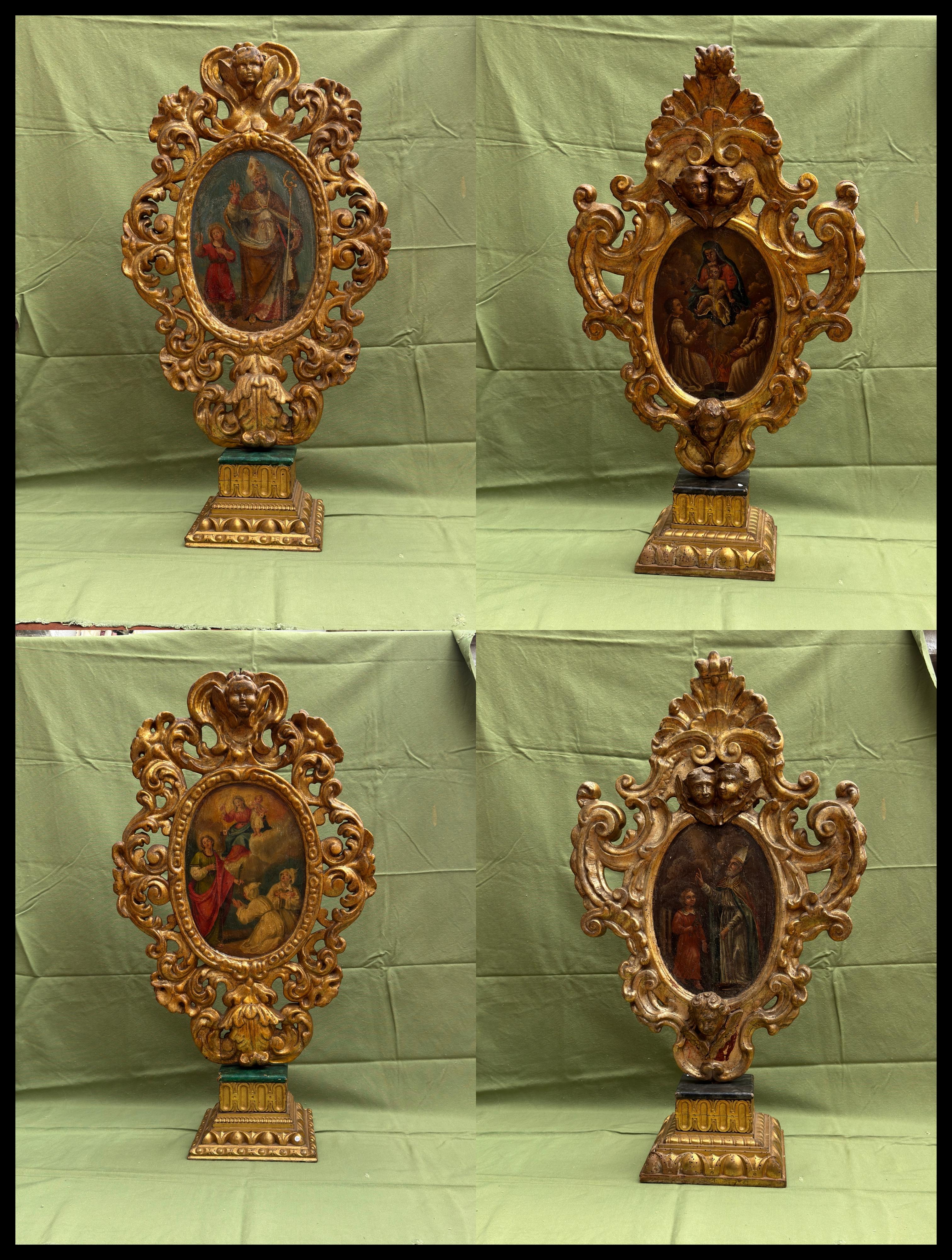 Pair of Processional Reliquaries with Double-Sided Paintings Spain 18th Century For Sale 5