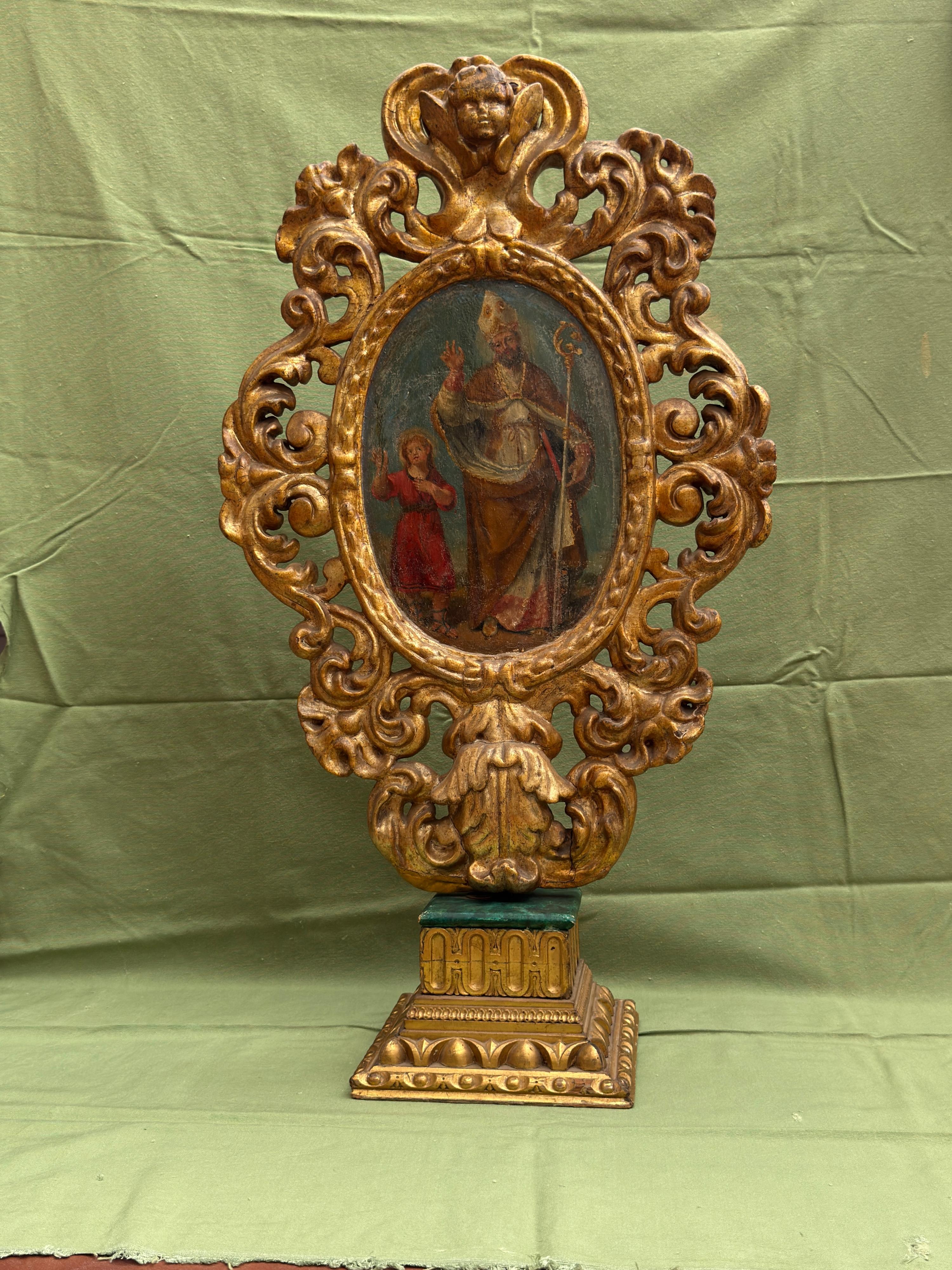 Spanish Pair of Processional Reliquaries with Double-Sided Paintings Spain 18th Century For Sale