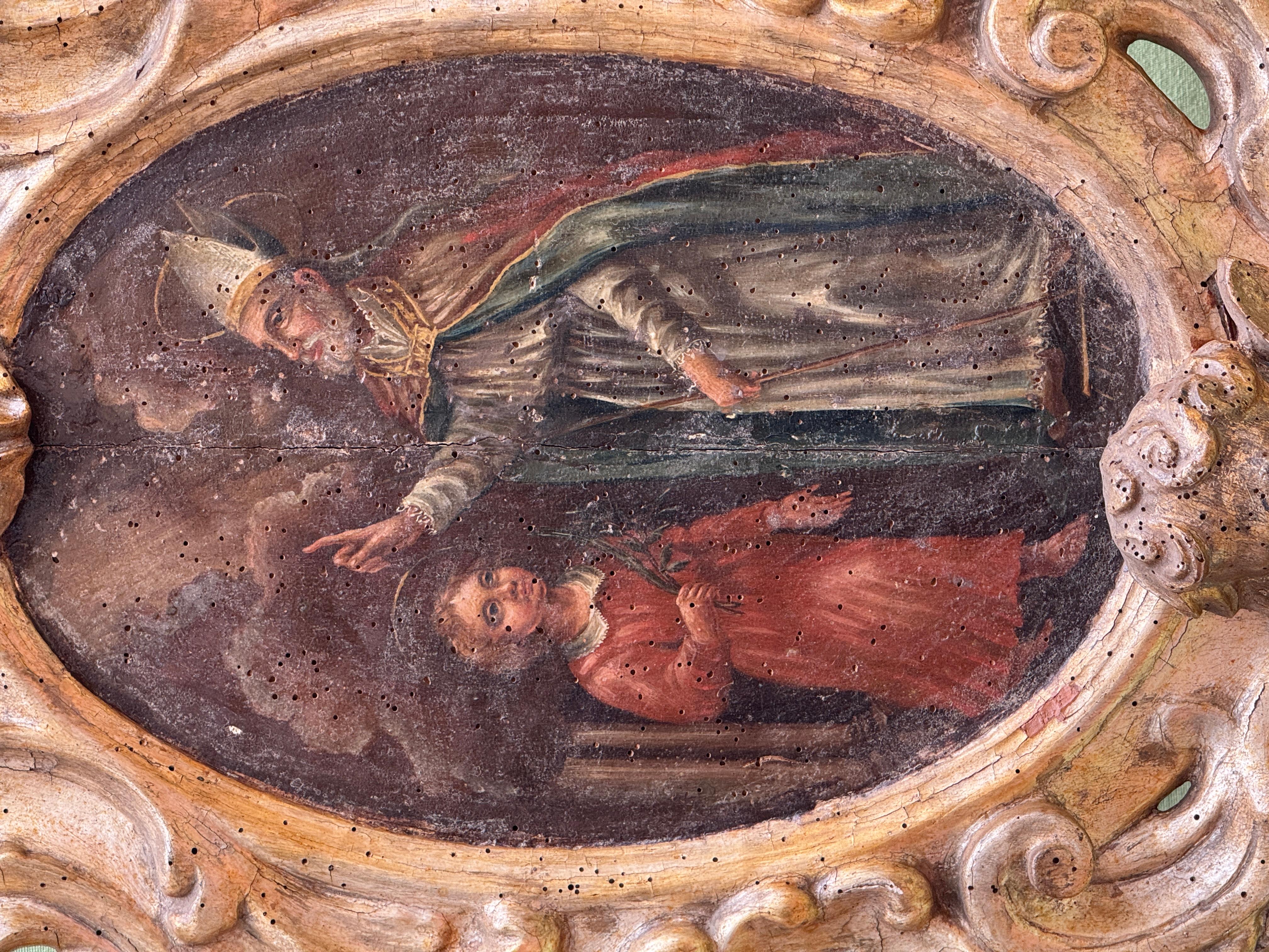 Hand-Crafted Pair of Processional Reliquaries with Double-Sided Paintings Spain 18th Century For Sale