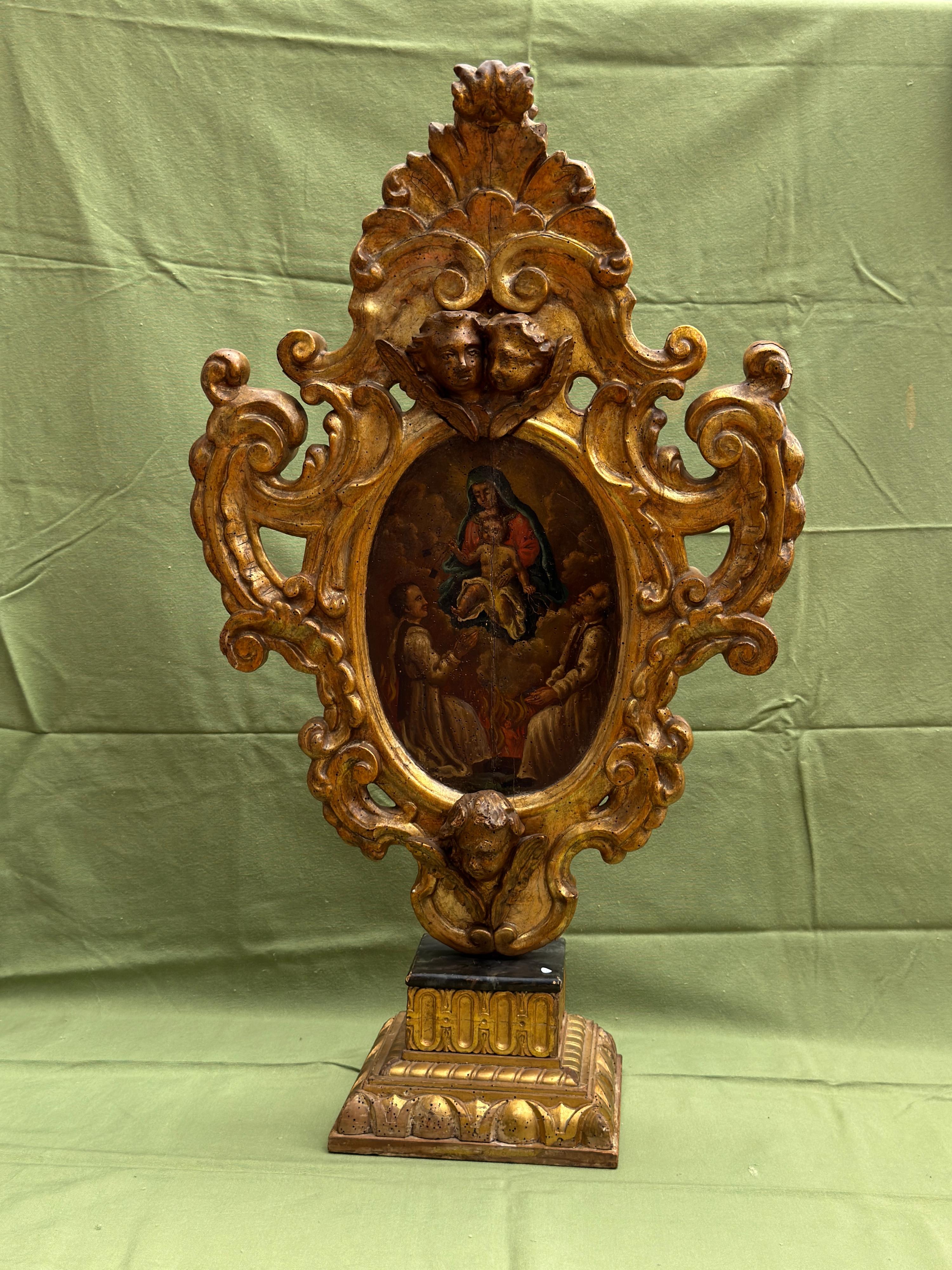 Pair of Processional Reliquaries with Double-Sided Paintings Spain 18th Century In Good Condition For Sale In Madrid, ES