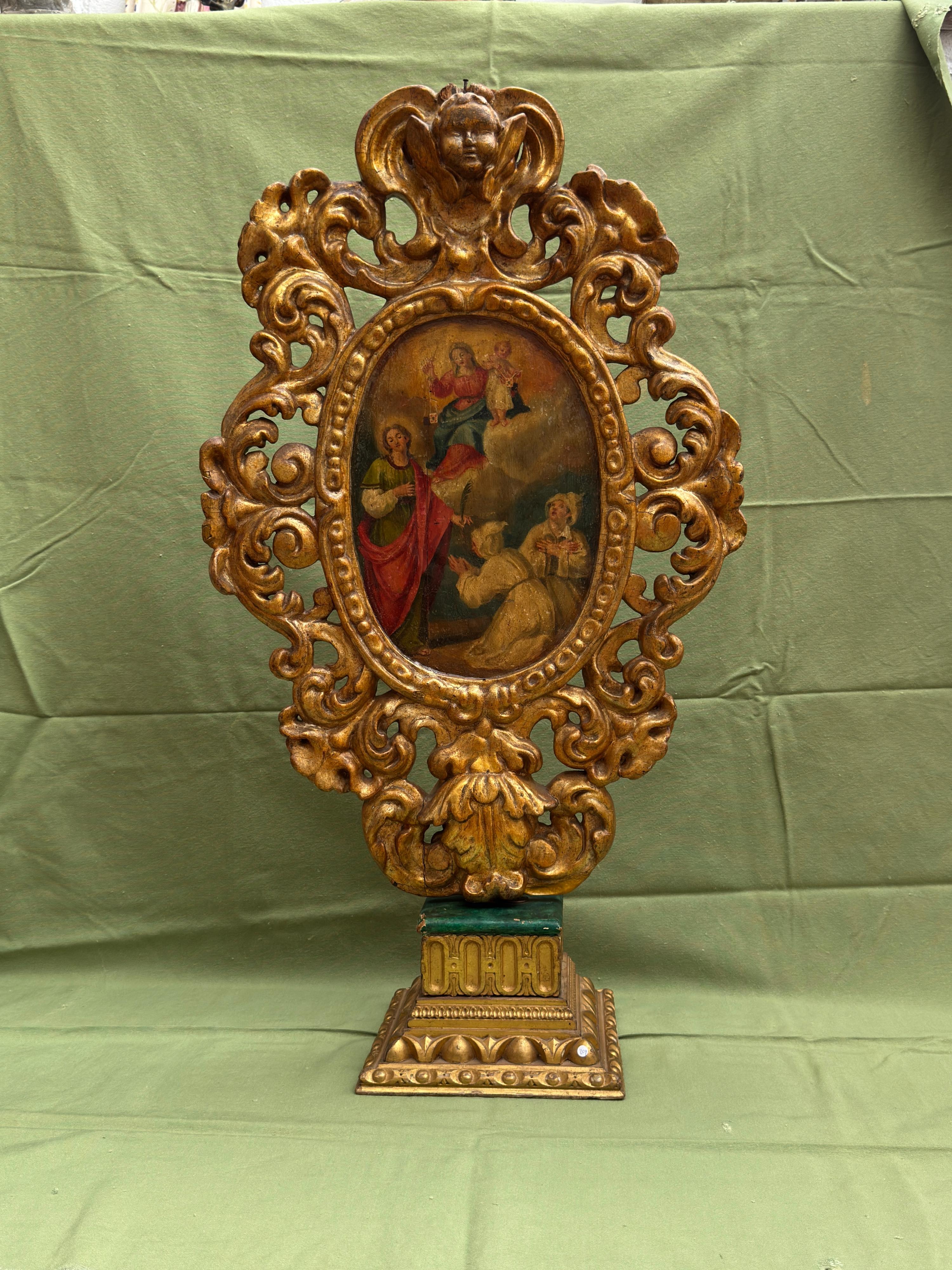 Pair of Processional Reliquaries with Double-Sided Paintings Spain 18th Century For Sale 1