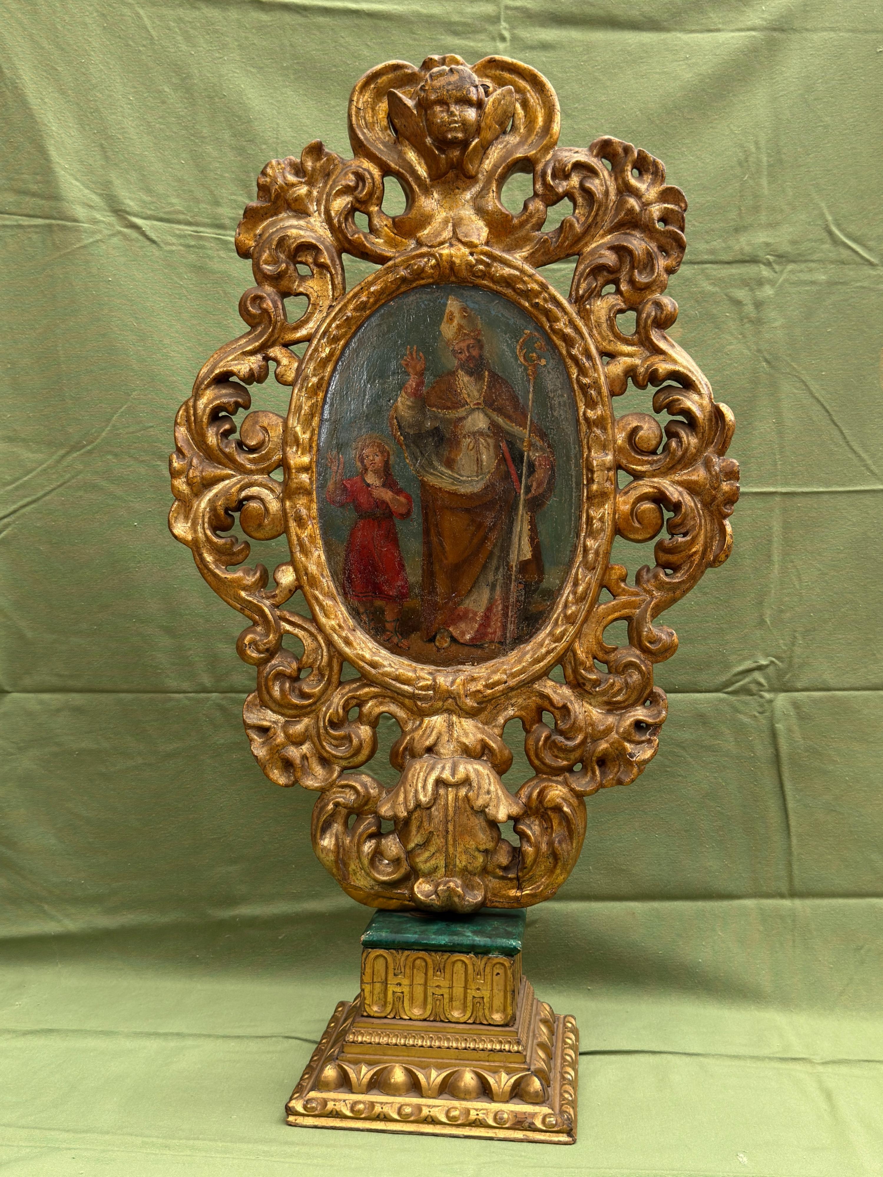 Pair of Processional Reliquaries with Double-Sided Paintings Spain 18th Century For Sale 2