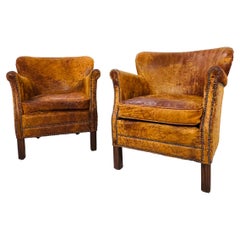 Pair of Professor's Leather Chairs With Nailheads